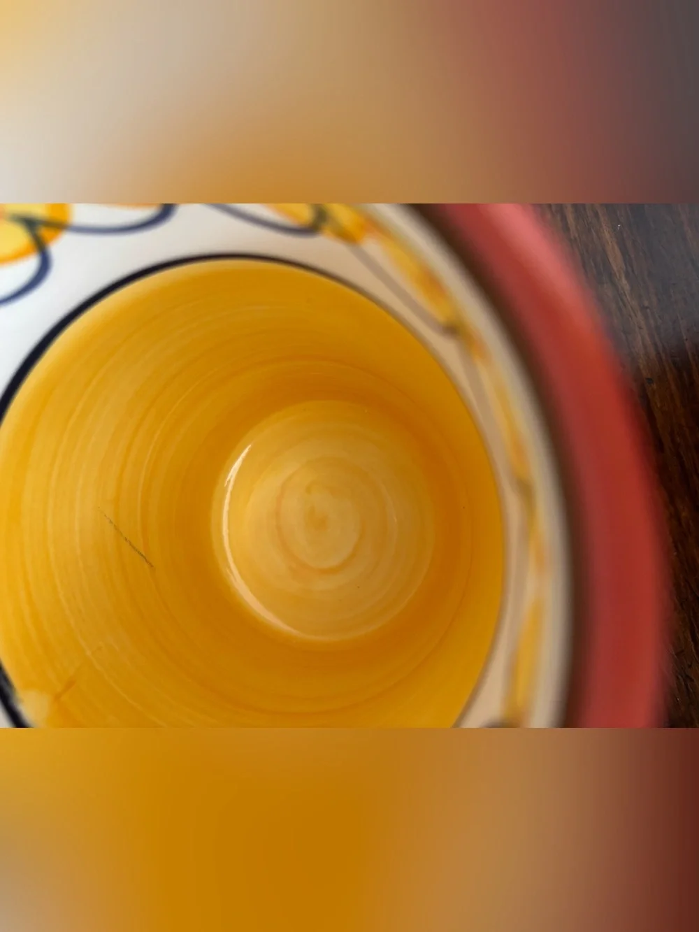 Pier 1 Del Sol Hand Painted Earthenware Yellow Coffee Tea Mugs Set of 4